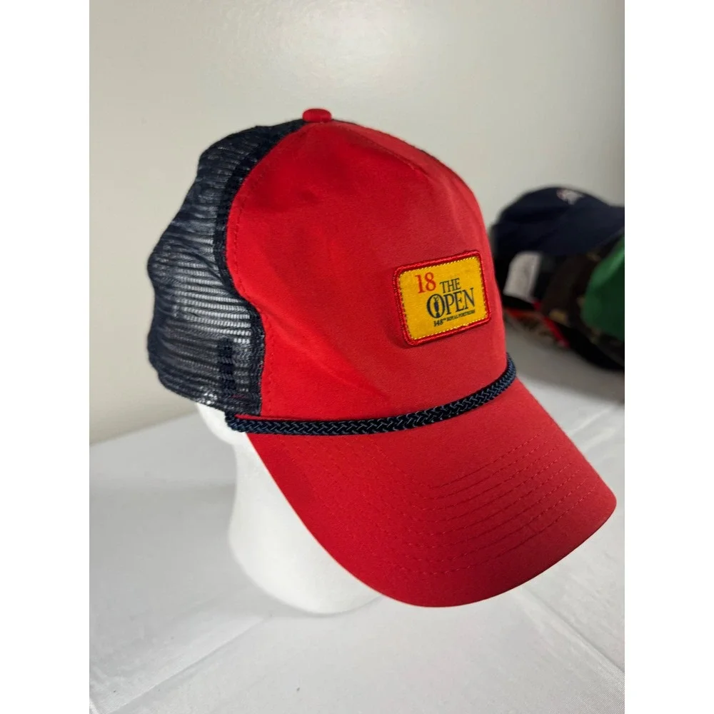 Imperial The Open 148th Royal Portrush Golf Hat Red Navy Mesh Snapback Rope Cap
